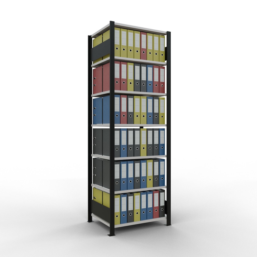Produktabbildung Nr. 2: SCHULTE Aktenregal GF, doppelseitig, ohne Mittelanschläge, FL 150 kg, schwarz, HxBxT 2.300 x 750 x 600 mm