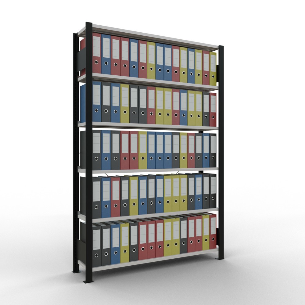 Produktabbildung Nr. 2: SCHULTE Aktenregal GF, einseitig, mit Endanschlägen, FL 85 kg, schwarz, HxBxT 2.000 x 1.300 x 300 mm