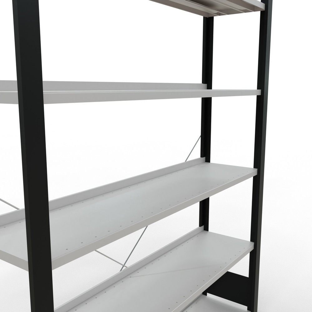 Produktabbildung Nr. 4: SCHULTE Aktenregal GF, einseitig, mit Endanschlägen, FL 85 kg, schwarz, HxBxT 2.000 x 1.300 x 300 mm