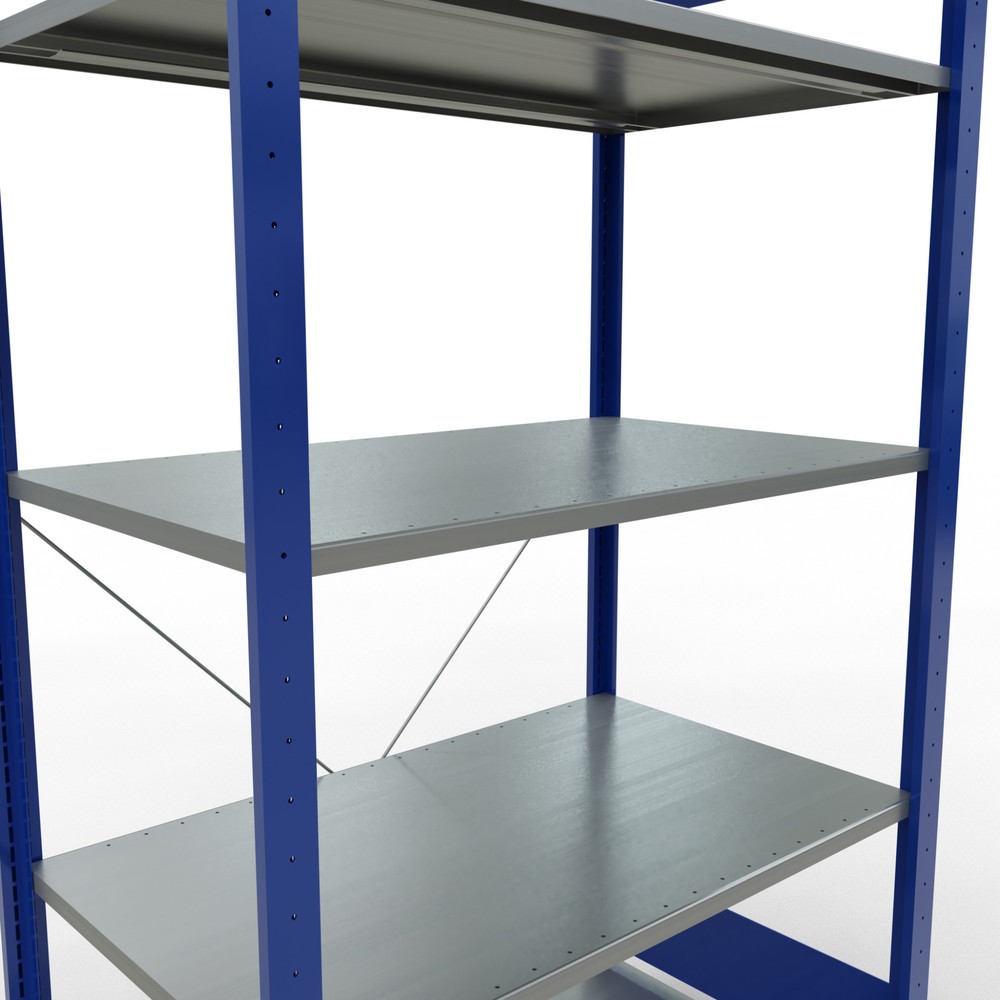 Produktabbildung Nr. 2: SCHULTE Fachbodenregal enzianblau/verzinkt mit 5 Stahlblechböden, Fachlast 150 kg, HxBxT 2.000 x 1.060 x 636 mm