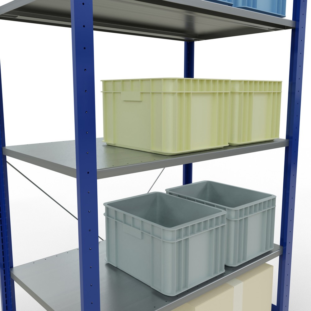 Produktabbildung Nr. 3: SCHULTE Fachbodenregal enzianblau/verzinkt mit 5 Stahlblechböden, Fachlast 150 kg, HxBxT 2.000 x 1.060 x 636 mm
