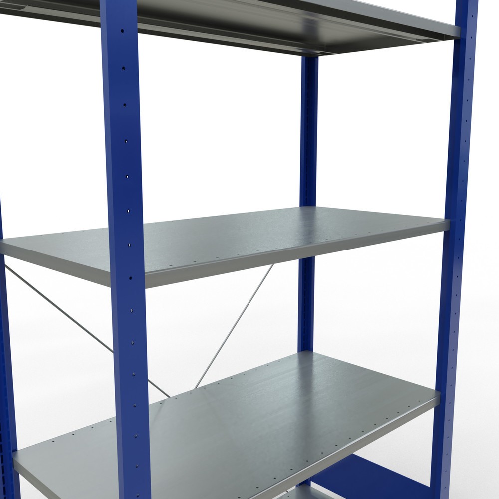 Produktabbildung Nr. 2: SCHULTE Fachbodenregal enzianblau/verzinkt mit 5 Stahlblechböden, Fachlast 150 kg, HxBxT 2.000 x 1.060 x 536 mm