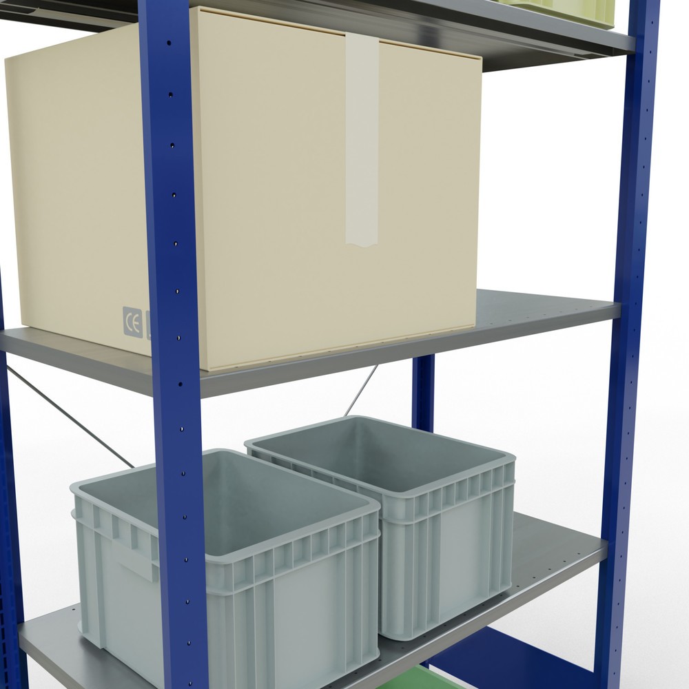 Produktabbildung Nr. 3: SCHULTE Fachbodenregal enzianblau/verzinkt mit 5 Stahlblechböden, Fachlast 150 kg, HxBxT 2.000 x 1.060 x 536 mm