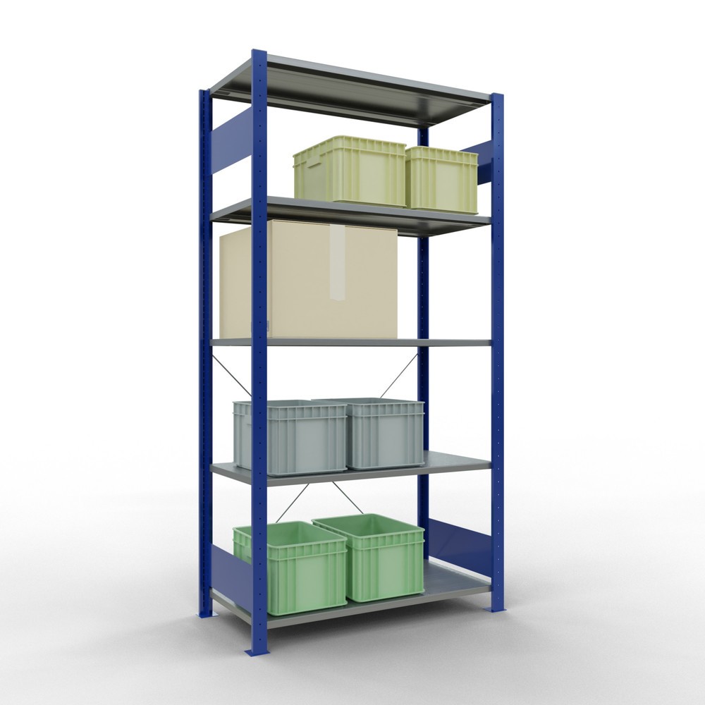 Produktabbildung Nr. 4: SCHULTE Fachbodenregal enzianblau/verzinkt mit 5 Stahlblechböden, Fachlast 150 kg, HxBxT 2.000 x 1.060 x 536 mm