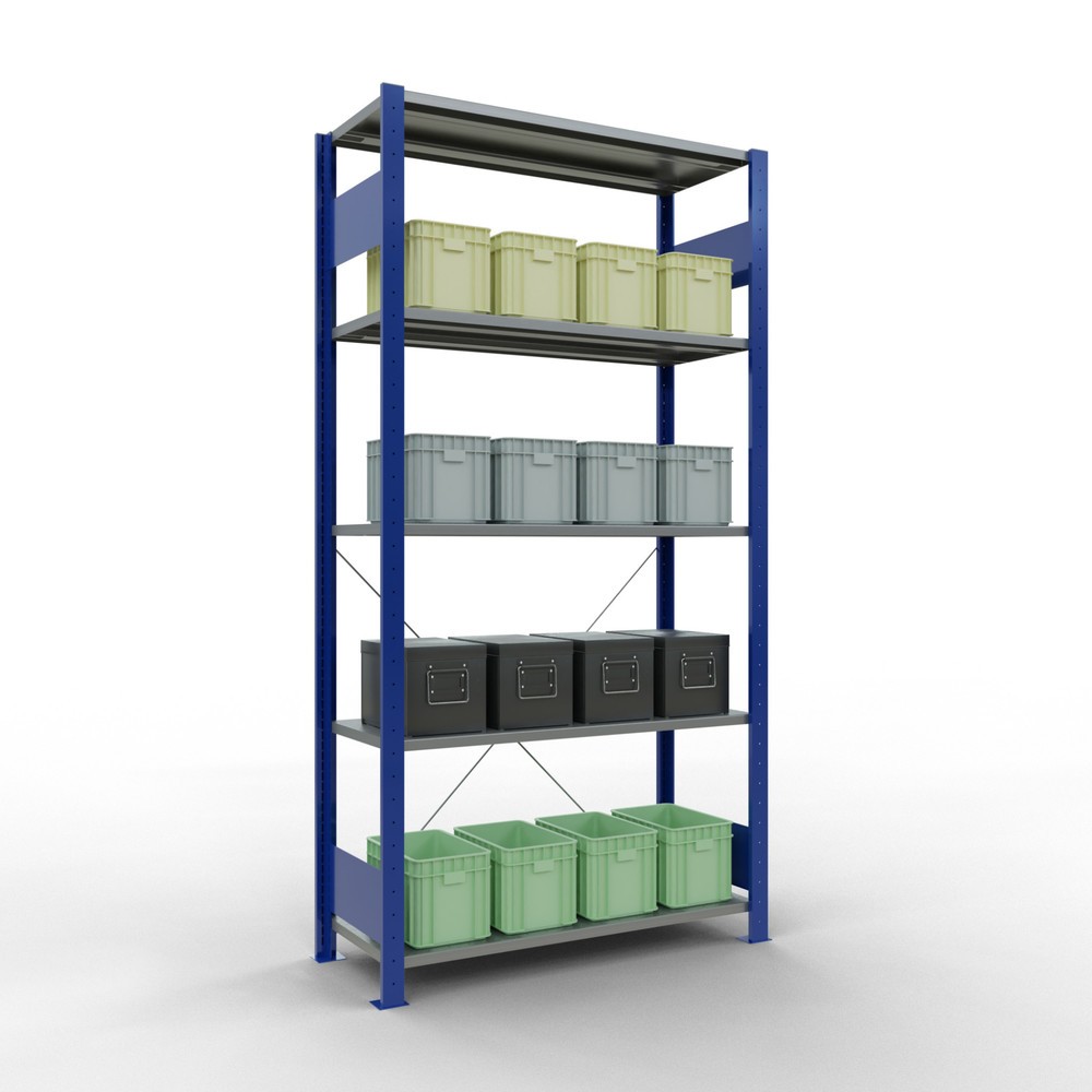 Produktabbildung Nr. 4: SCHULTE Fachbodenregal enzianblau/verzinkt mit 5 Stahlblechböden, Fachlast 150 kg, HxBxT 2.000 x 1.060 x 436 mm