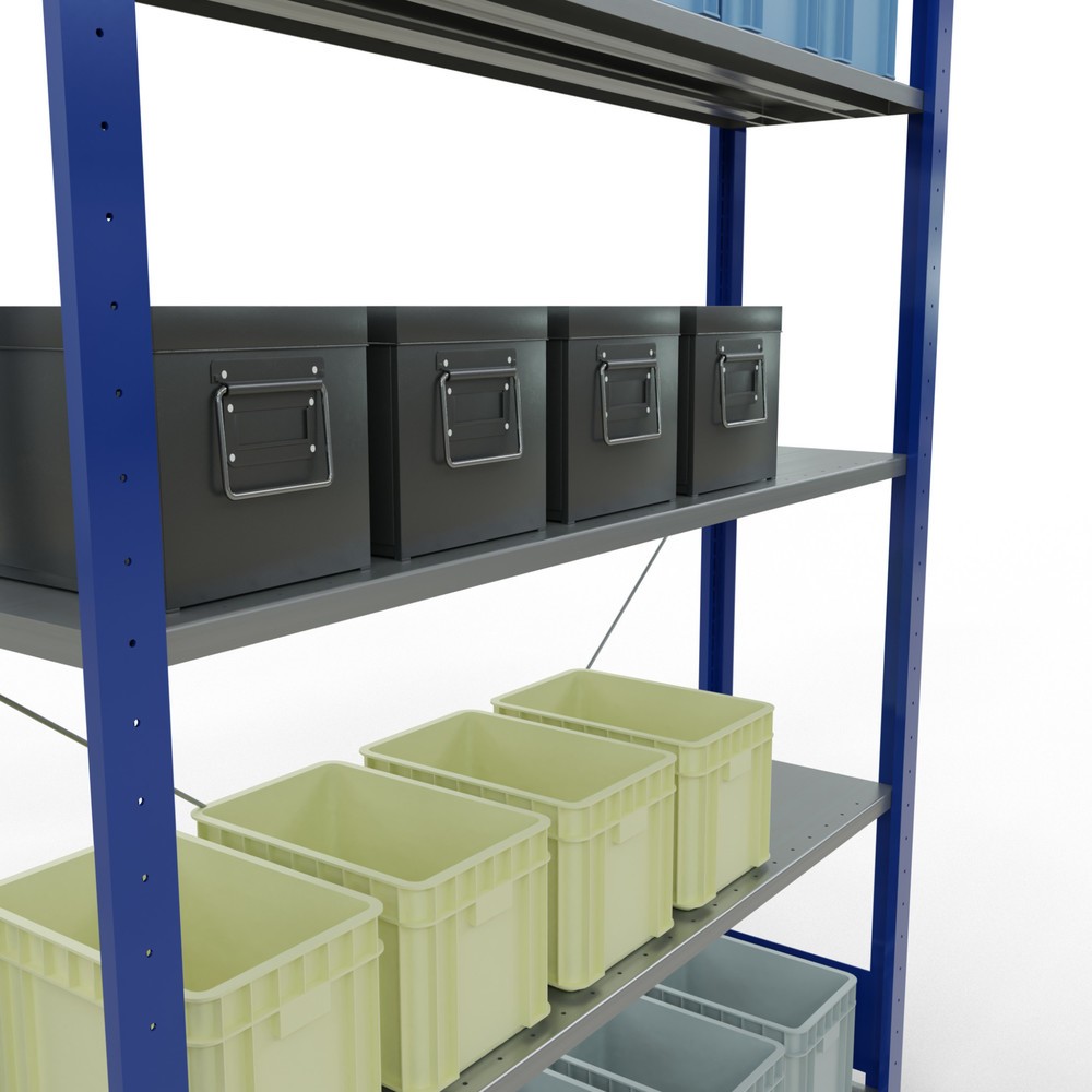 Produktabbildung Nr. 3: SCHULTE Fachbodenregal enzianblau/verzinkt mit 5 Stahlblechböden, Fachlast 150 kg, HxBxT 2.000 x 1.360 x 336 mm