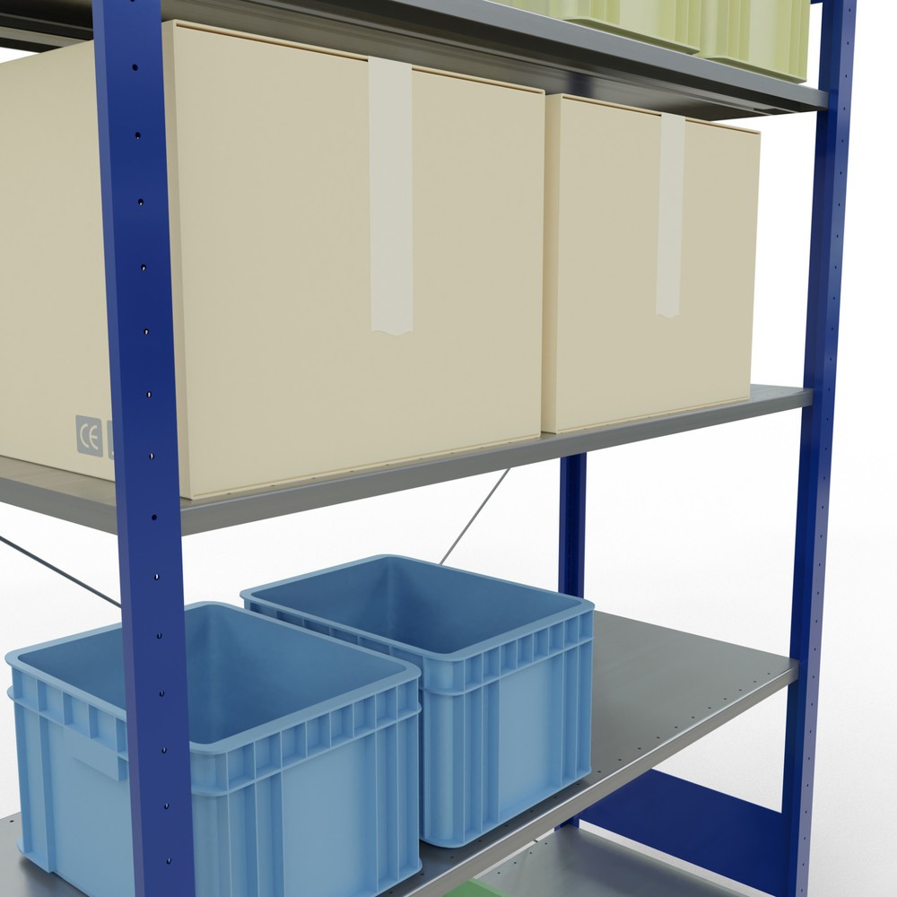 Produktabbildung Nr. 4: SCHULTE Fachbodenregal enzianblau/verzinkt mit 5 Stahlblechböden, Fachlast 150 kg, HxBxT 2.000 x 1.360 x 536 mm