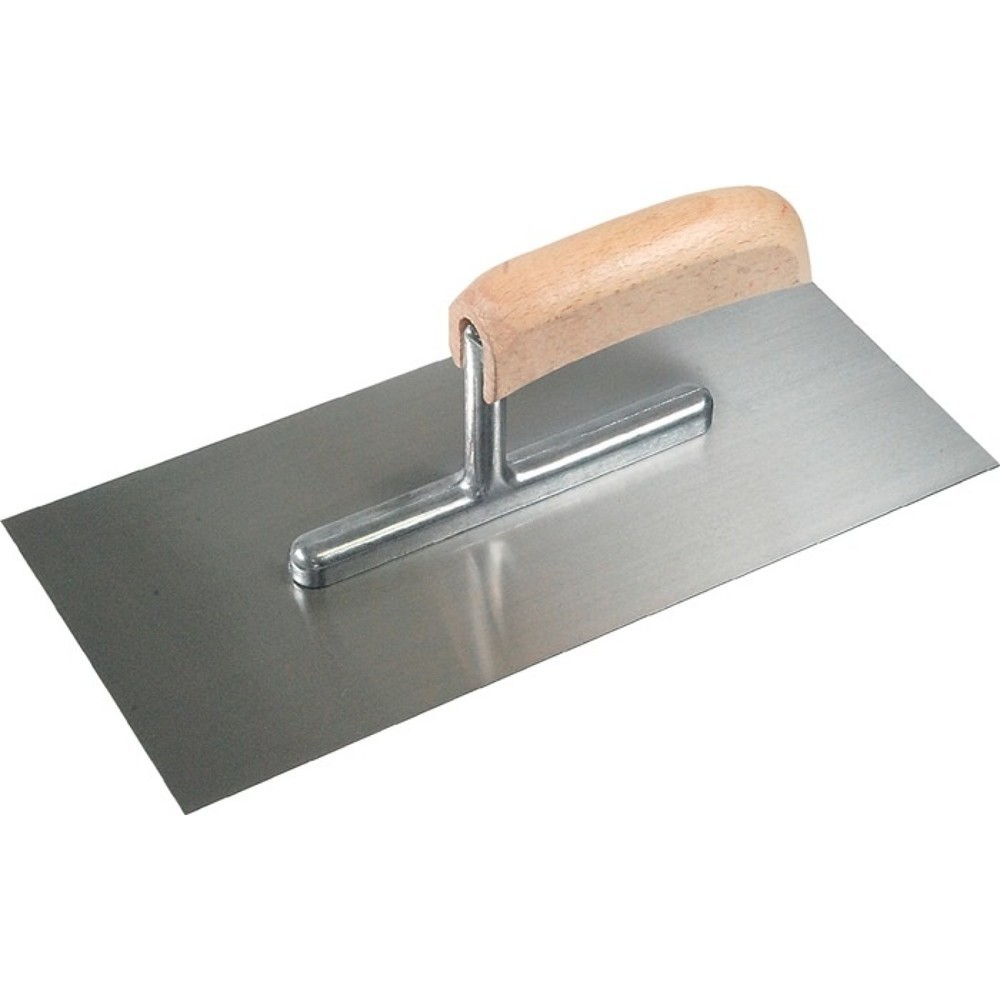 Illustration du produit: SCHWAN Glättekelle, Buchenholzheft, Länge 280 mm Breite 130 mm, Stahl, gehärtet Stärke 0,7 mm