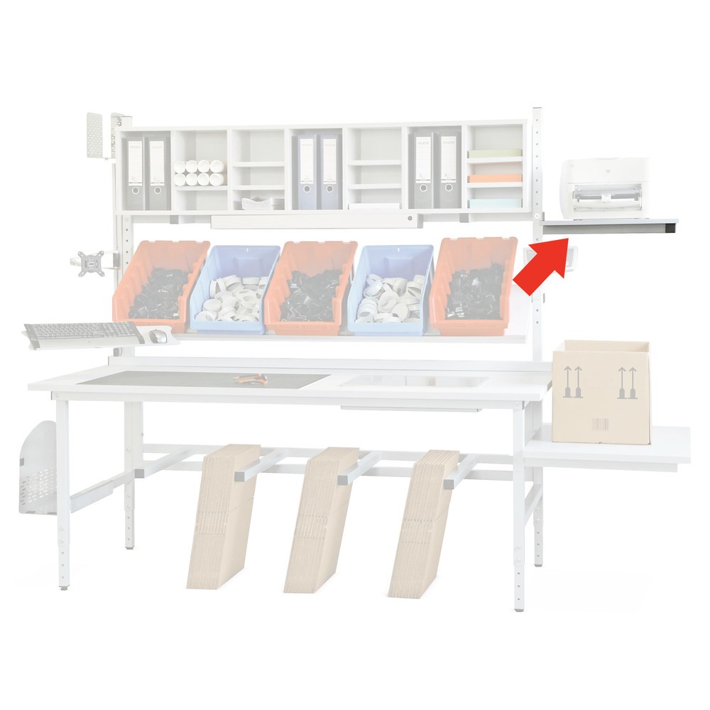 Produktabbildung: Seitlicher Ablagetisch, für Packtisch, HxB 550 x 450 mm, lichtgrau