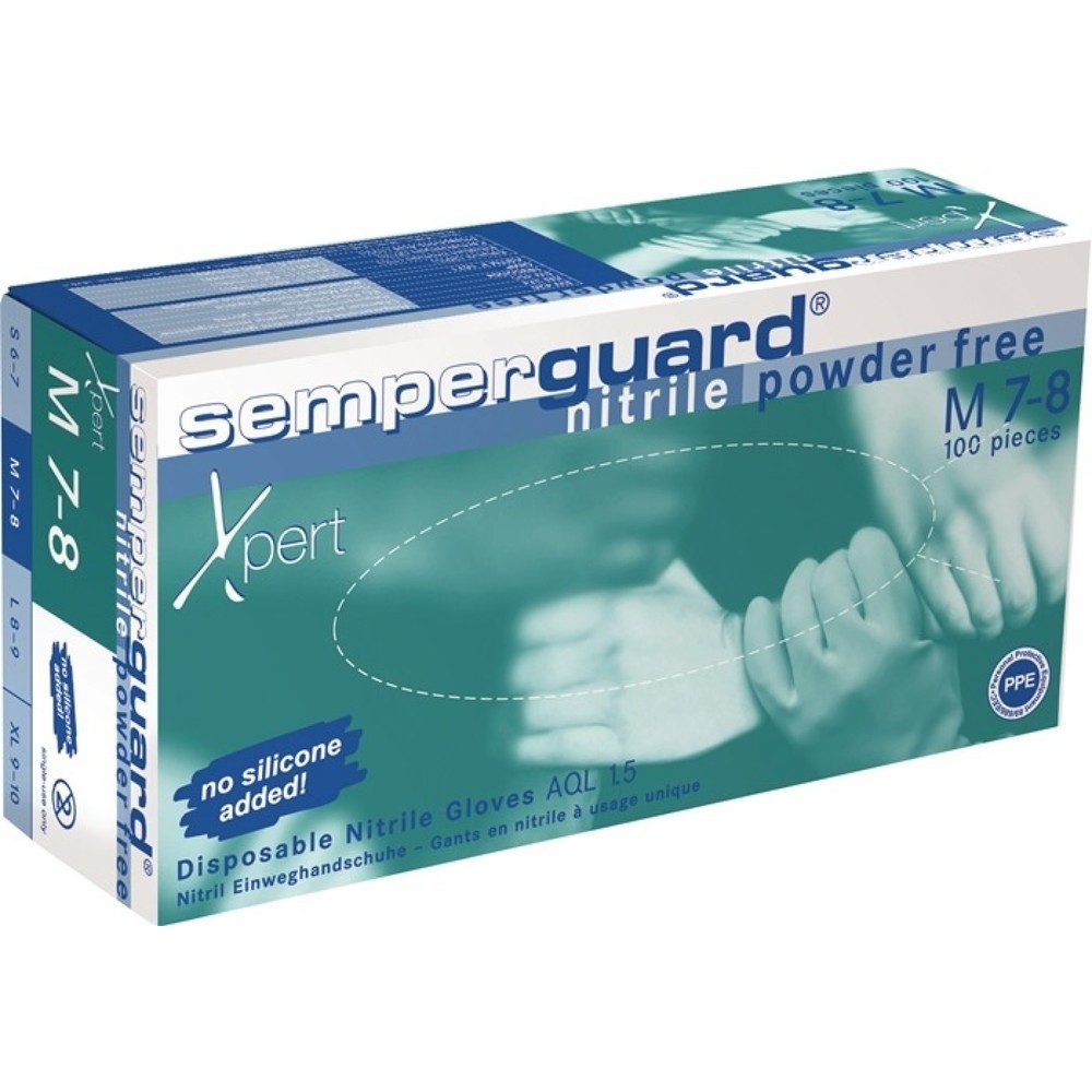 Produktabbildung Nr. 2: SEMPERIT Einweghandschuh SEMPERGUARD NITRIL XPERT SEMPERMED, Nitril, Grösse 7-8 blau, 100 Stück / Box, EN 420, EN 374, EN 455, EN 421 Kat. III