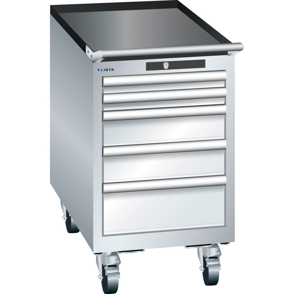 Illustration du produit: Servante d'atelier LISTA 18x36E, (lxPxH) 411x725x723 mm, 5 tiroirs, 2 x 50 / 2 x 100 / 1 x 150, gris clair, KEY Lock