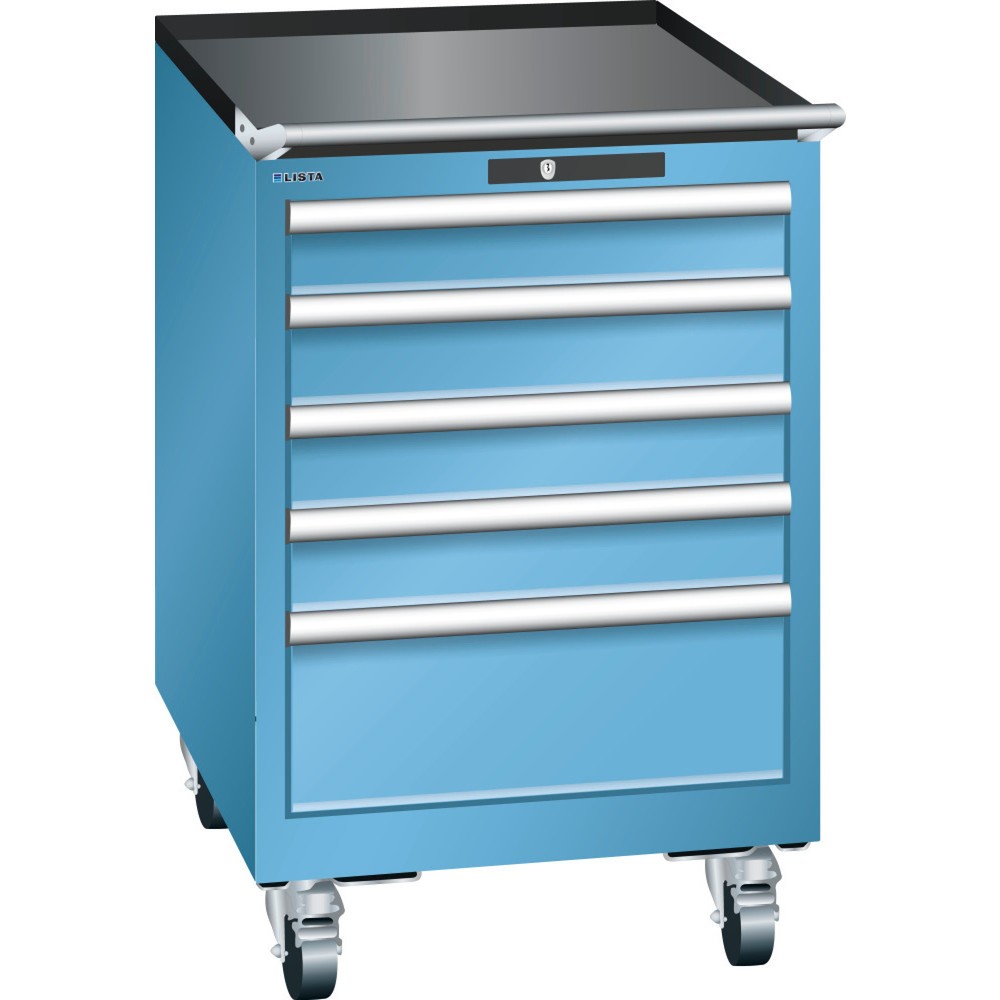Illustration du produit: Servante d'atelier LISTA 27x27E, (lxPxH) 564x572x890 mm, 5 tiroirs, 4 x 100 / 1 x 200, bleu clair, système RFID Lock