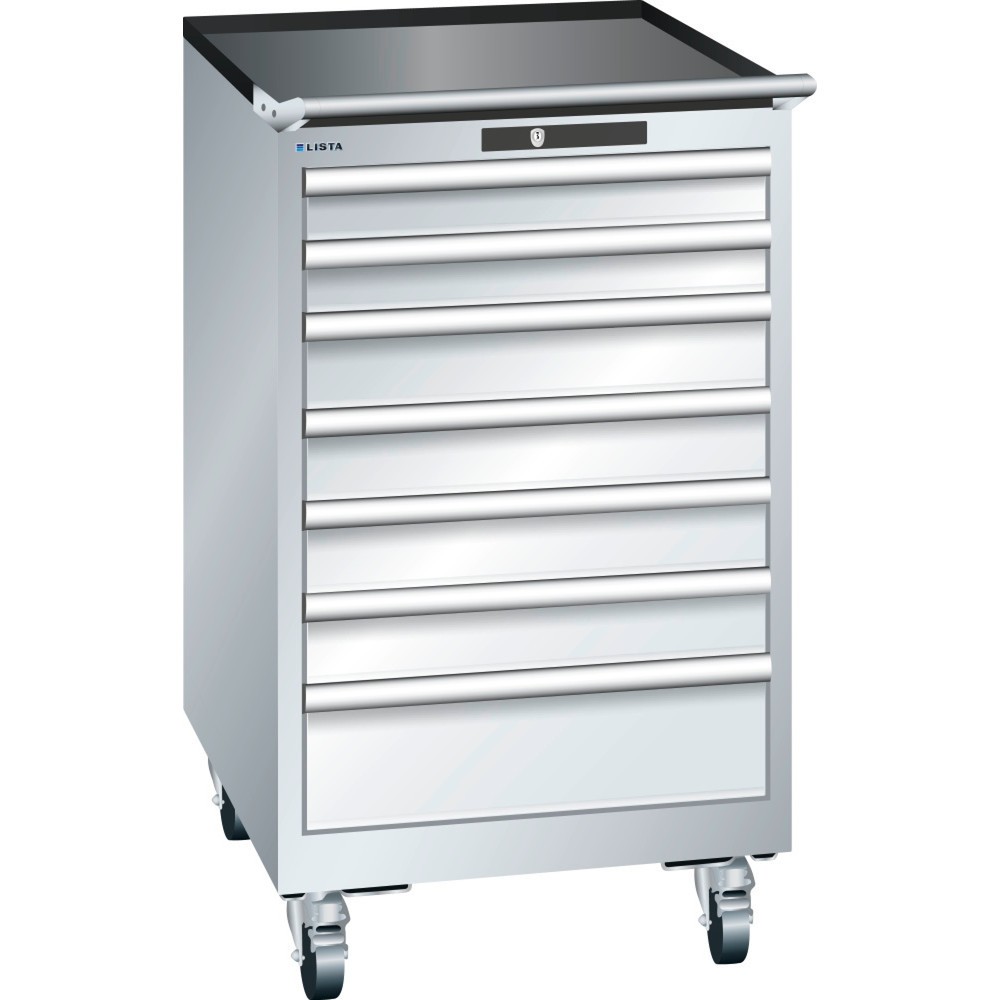 Illustration du produit: Servante d'atelier LISTA 27x36E, (lxPxH) 564x725x990 mm, 7 tiroirs, 2 x 75 / 4 x 100 / 1 x 150, gris clair, KEY Lock