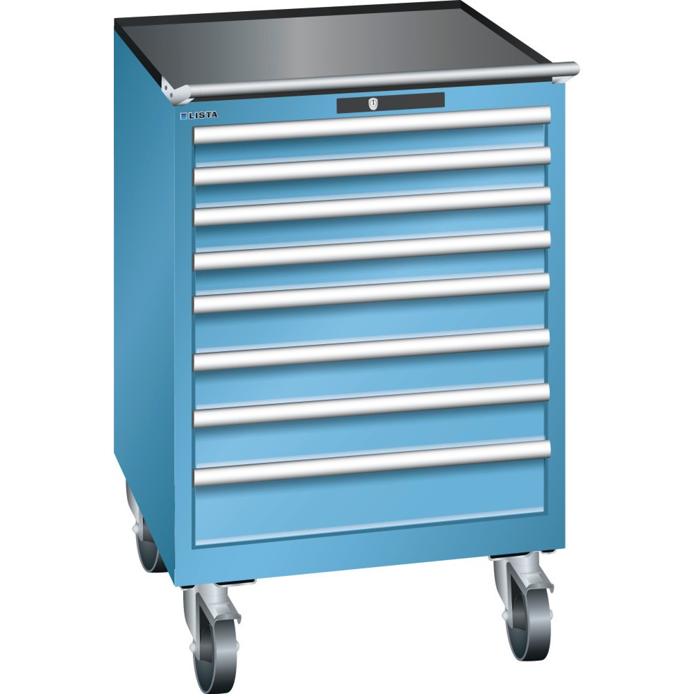 Illustration du produit: Servante d'atelier LISTA 36x36E, (lxPxH) 717x725x1 112 mm, 8 tiroirs, 4 x 75 / 3 x 100 / 1 x 150, bleu clair, AUTO Lock