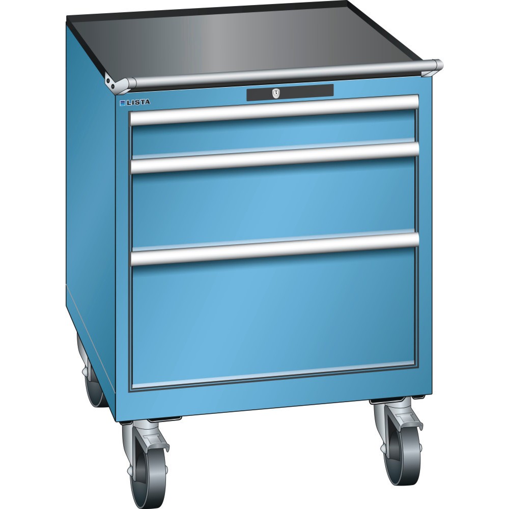 Illustration du produit: Servante d'atelier LISTA 36x36E, (lxPxH) 717x725x890 mm, 3 tiroirs, capacité de charge 200 kg, bleu clair