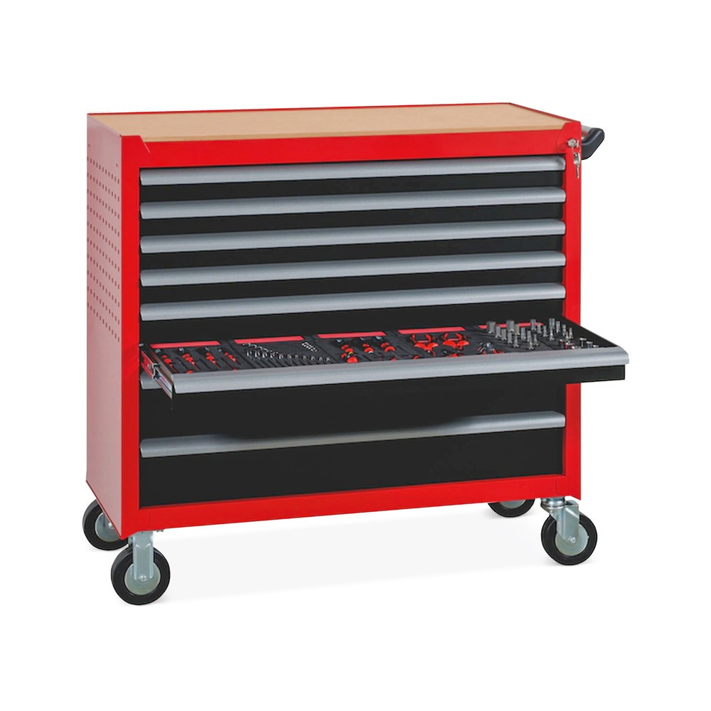 Illustration du produit: Servante d'atelier WE Cargo, 8 tiroirs, hauteur 6x 62 mm, 2x 132 mm