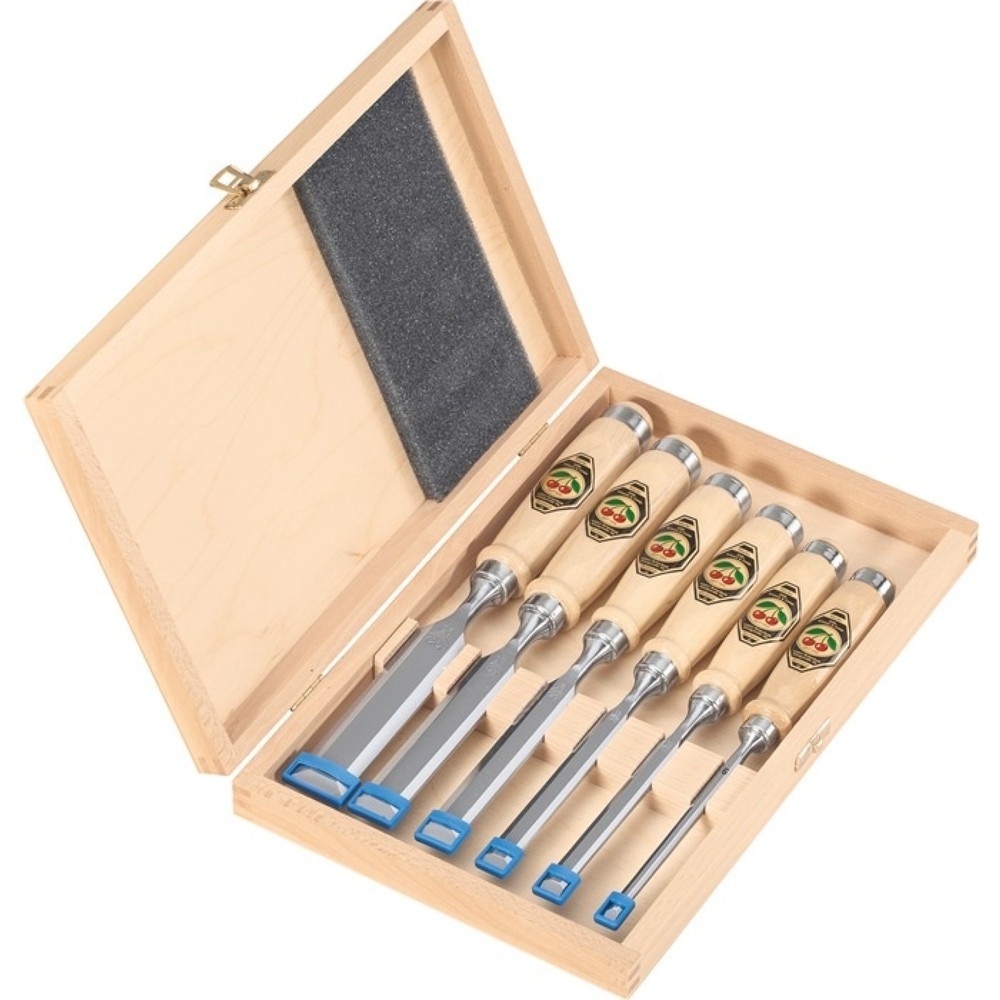 Illustration du produit: Jeu de ciseaux à bois 6,10,12,16,20,26 mm manche en hêtre blanc forme Ulm 6 pièc