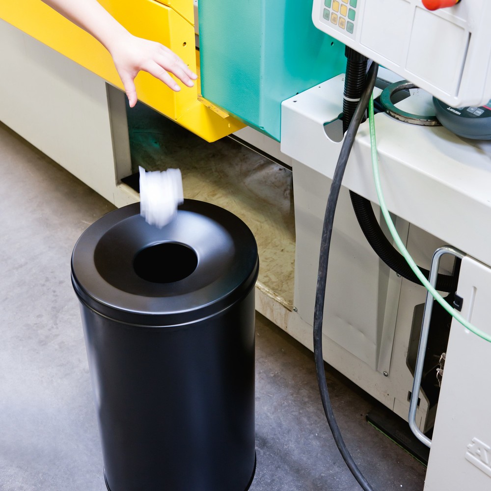 Produktabbildung Nr. 2: DURABLE Sicherheits-Papierkorb, aus Stahl, 15 Liter, mit Flammenlöschkopf, grau