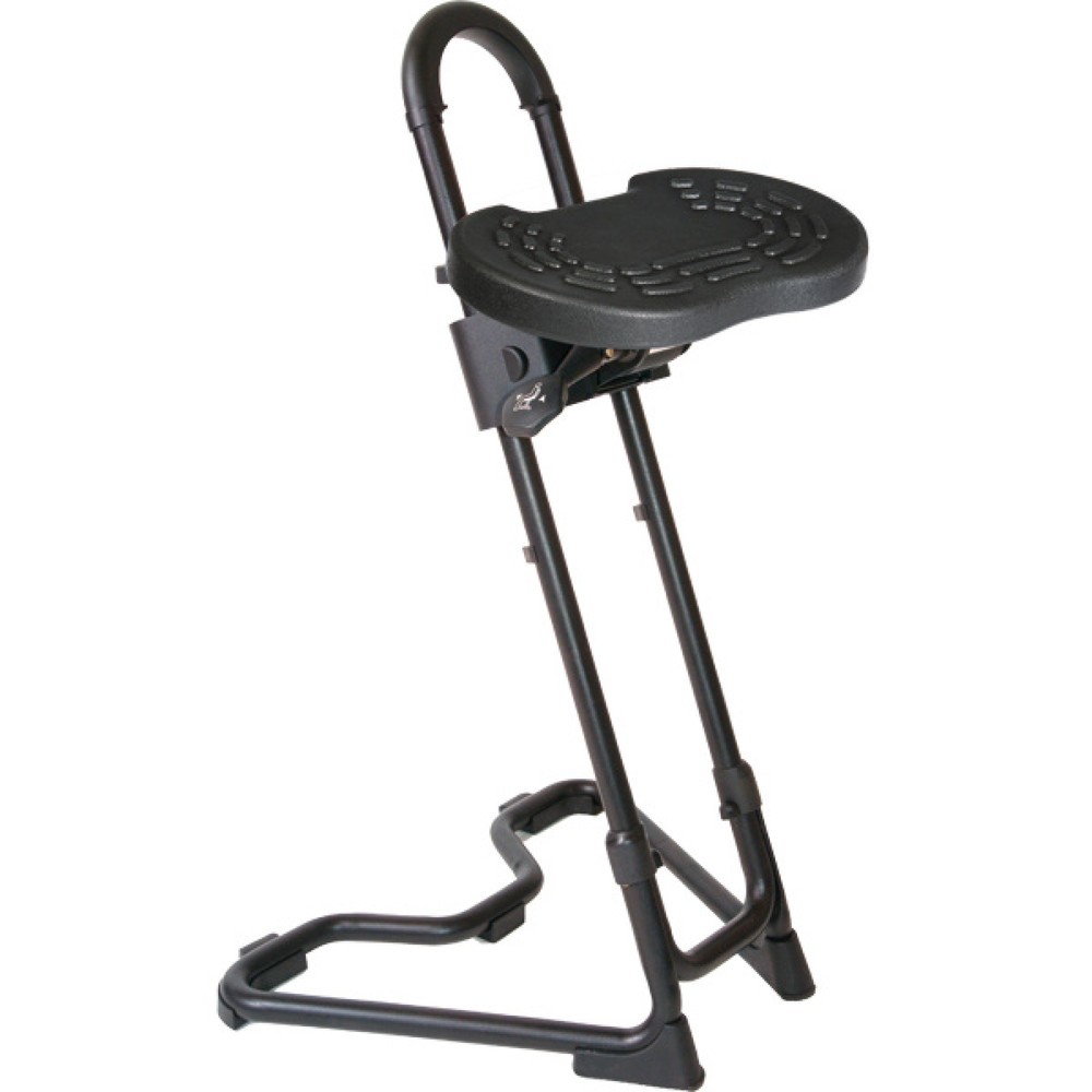 Illustration du produit: Chaise assis-debout à roulettes, assise en PU inclinable, hauteur d'assise 610-860 mm, patins, pied