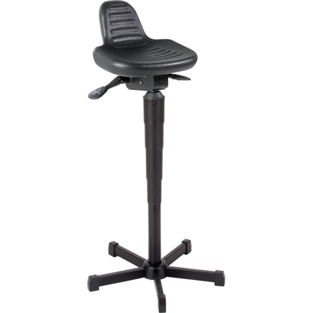 Produktabbildung Nr. 1: Siège assis-debout, assise en PU pivotante et inclinable, hauteur d’assise 620-890 mm, base acier, dossier court