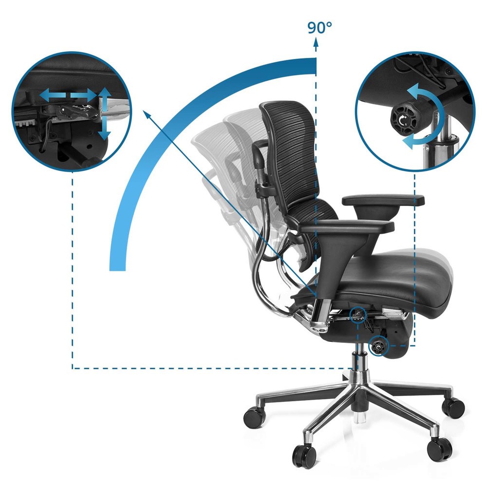 Produktabbildung Nr. 10: Siège de bureau / fauteuil de direction hjh OFFICE ERGOHUMAN STD BASE LN cuir, noir