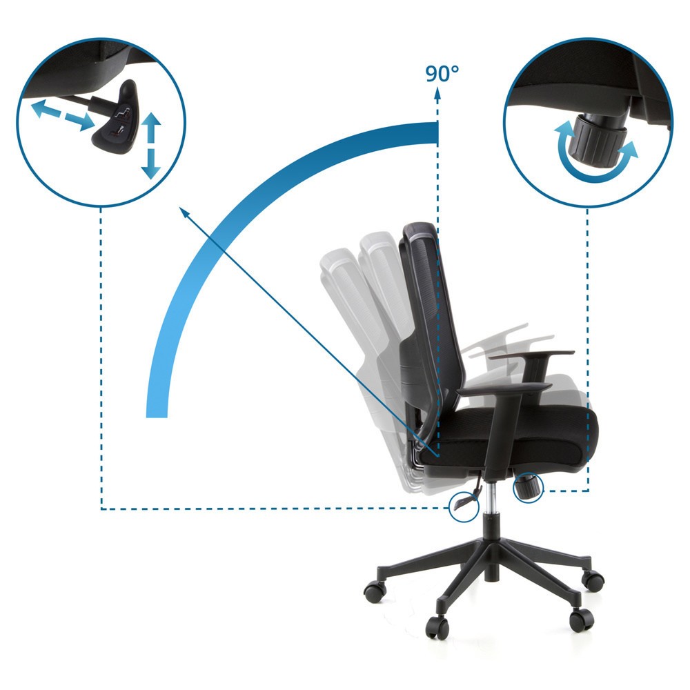 N° de l'image du produit 10 : Siège de bureau / fauteuil de direction hjh OFFICE LAVITA tissu, noir