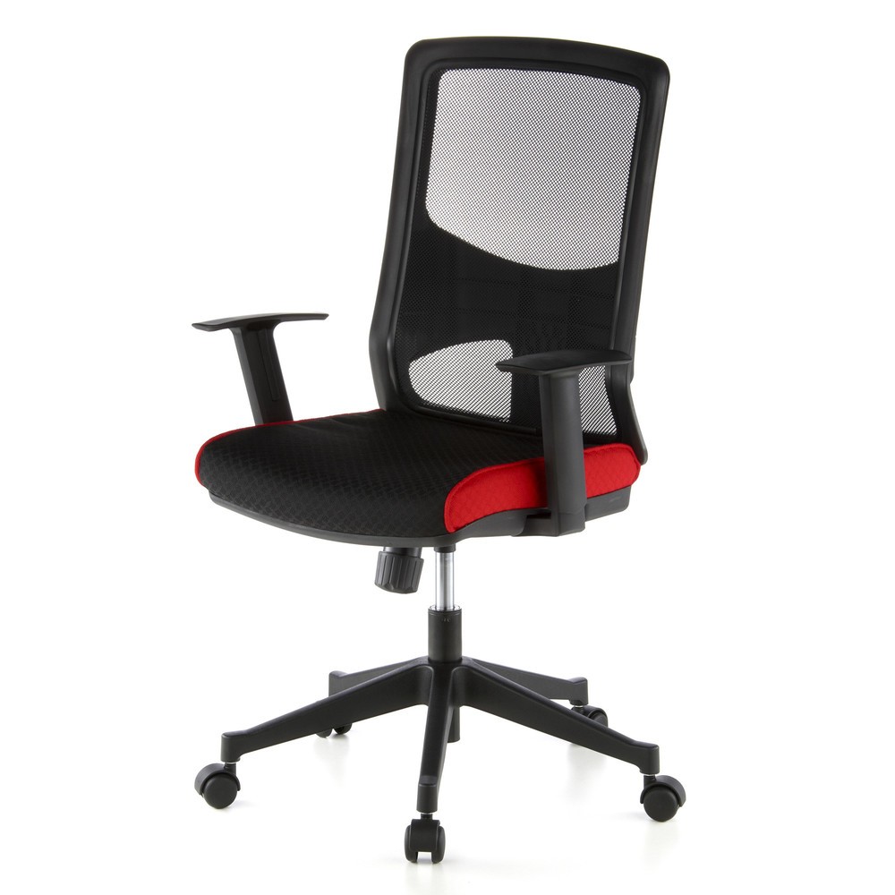 N° de l'image du produit 9 : Siège de bureau / fauteuil de direction hjh OFFICE LAVITA tissu, noir/rouge