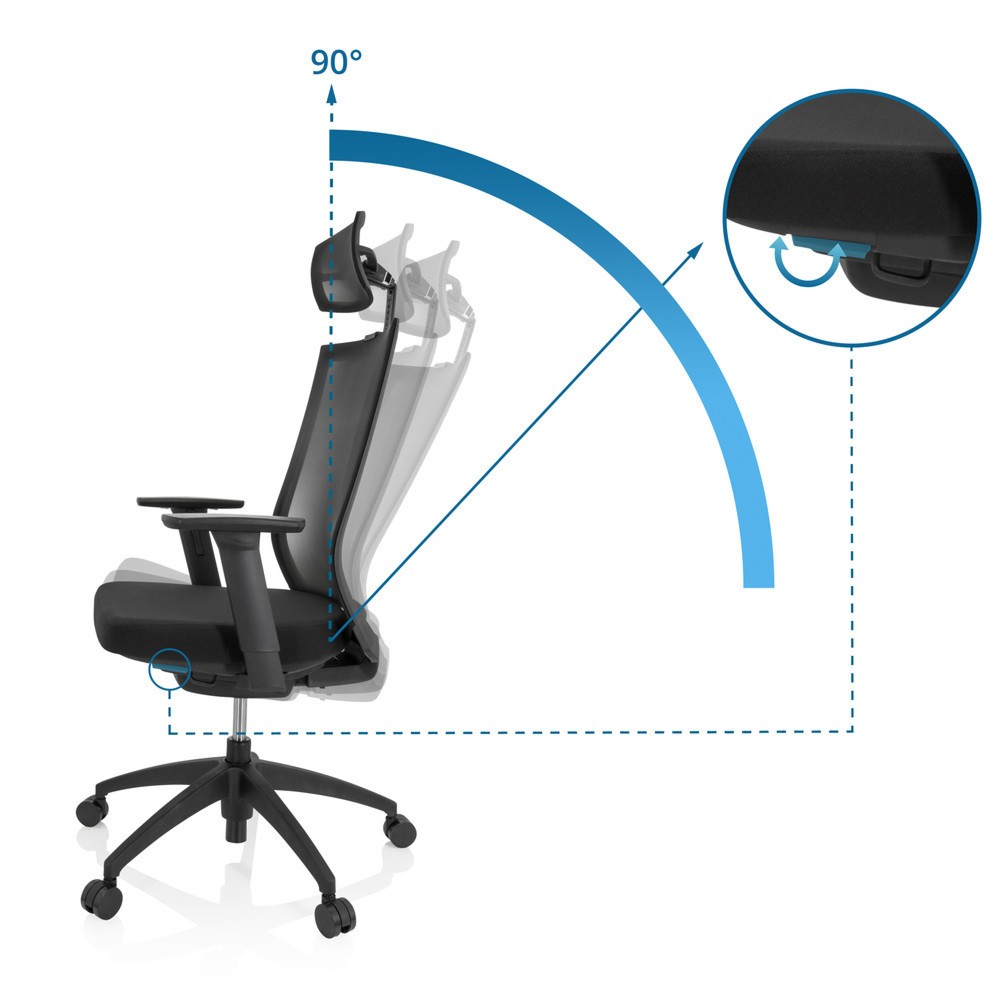 N° de l'image du produit 2 : Chaise de bureau / chaise pivotante hjh OFFICE ASPEN PRO maille, noir