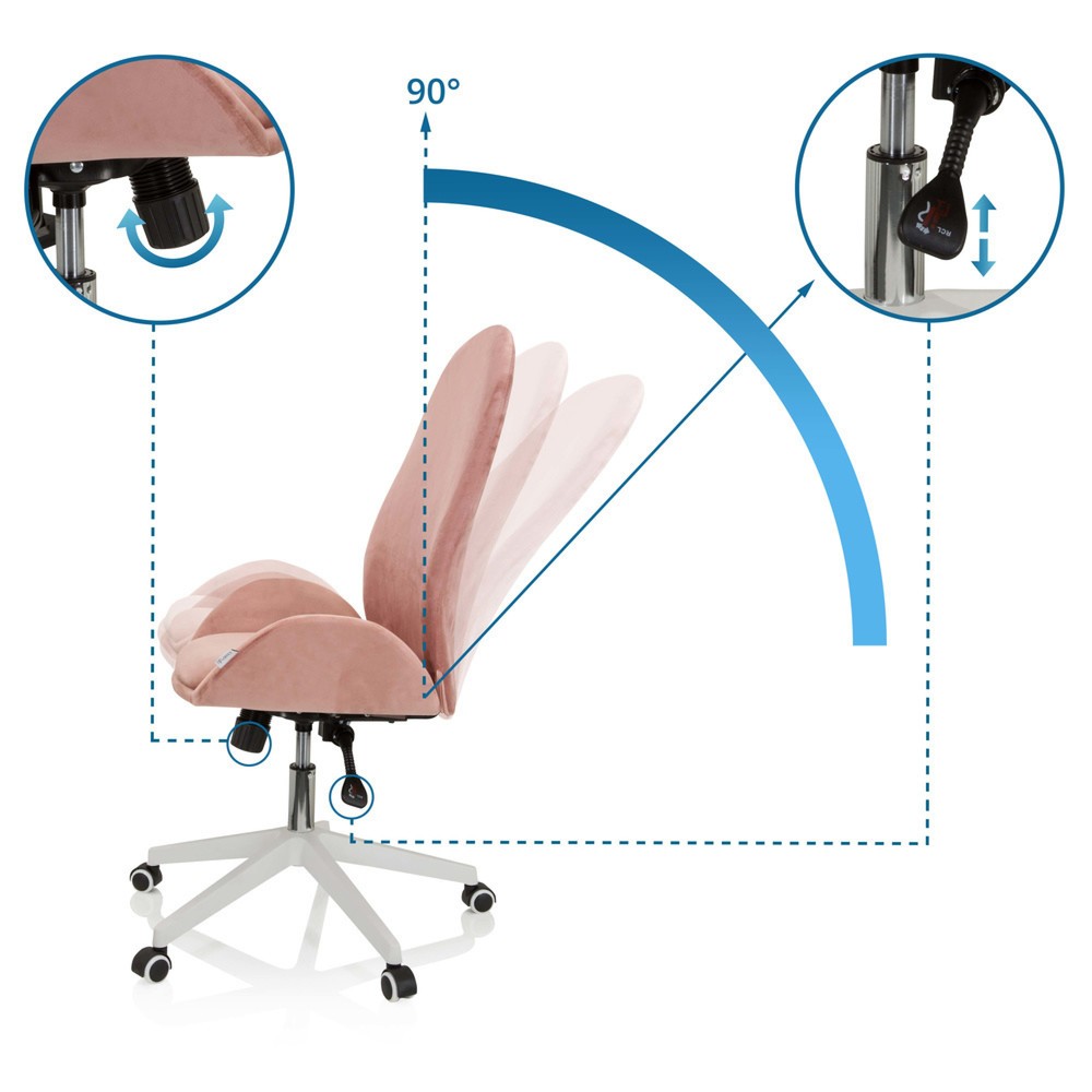 Produktabbildung Nr. 2: Chaise de bureau / chaise pivotante hjh OFFICE AVEA velours, rose
