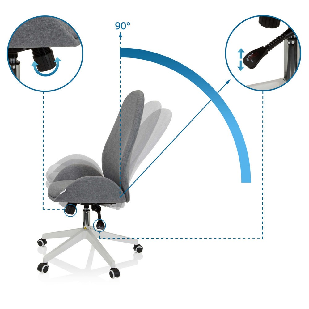 N° de l'image du produit 3 : Chaise de bureau / chaise pivotante hjh OFFICE AVEA I tissu, gris