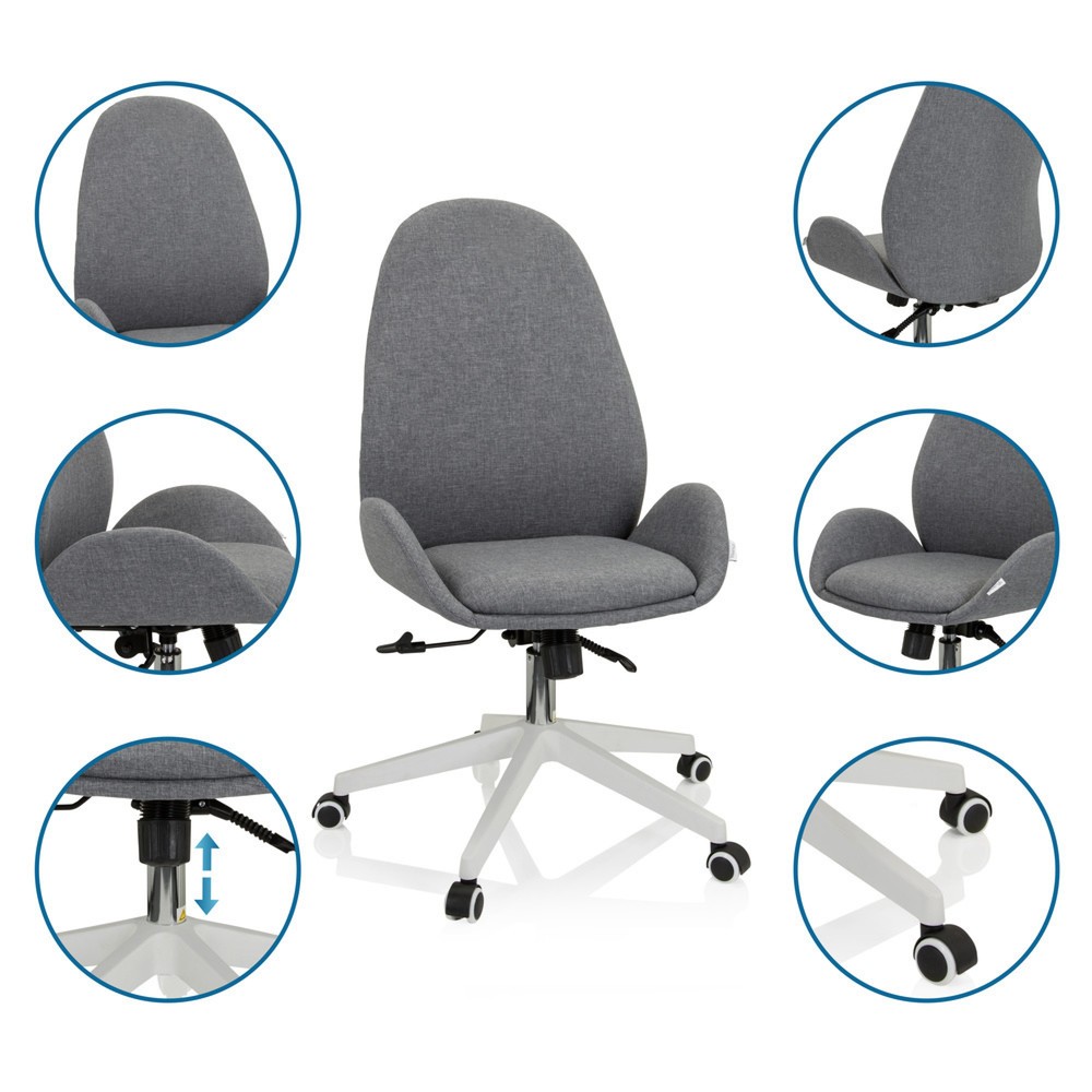 N° de l'image du produit 4 : Chaise de bureau / chaise pivotante hjh OFFICE AVEA I tissu, gris