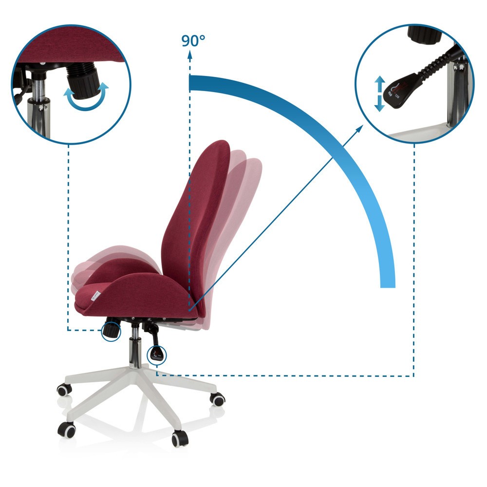 Produktabbildung Nr. 3: Chaise de bureau / chaise pivotante hjh OFFICE AVEA I tissu, bordeaux