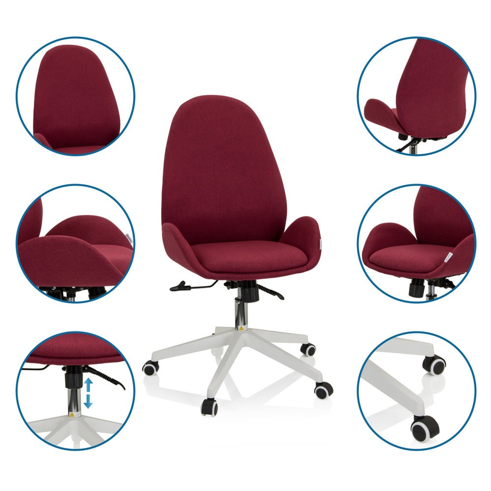 Produktabbildung Nr. 4: Chaise de bureau / chaise pivotante hjh OFFICE AVEA I tissu, bordeaux