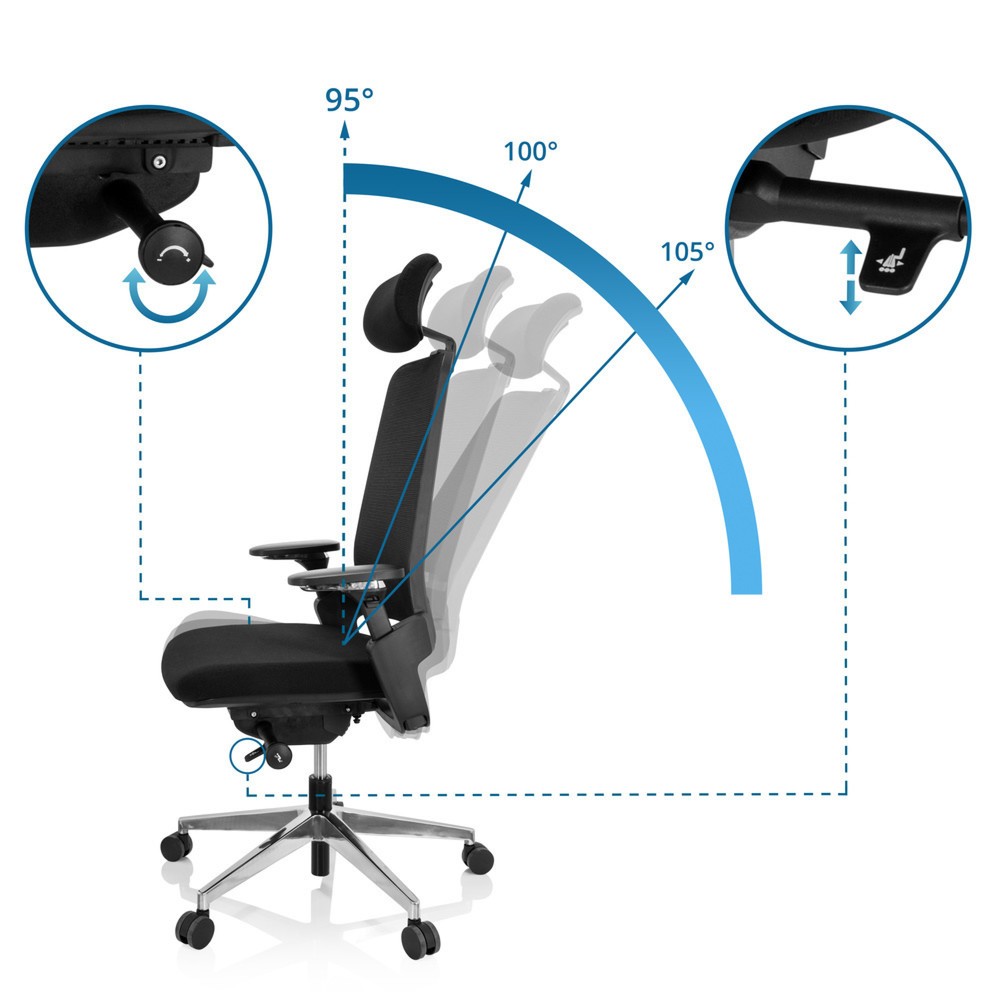 Produktabbildung Nr. 2: Chaise de bureau / chaise pivotante hjh OFFICE BRACIO tissu, noir