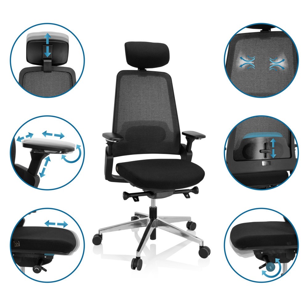 Produktabbildung Nr. 3: Chaise de bureau / chaise pivotante hjh OFFICE BRACIO tissu, noir
