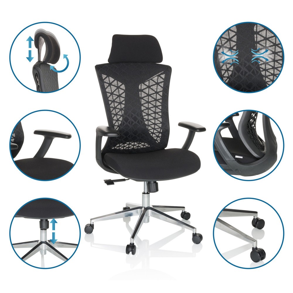 Produktabbildung Nr. 4: Chaise de bureau / chaise pivotante hjh OFFICE FALEO B maille / tissu, noir