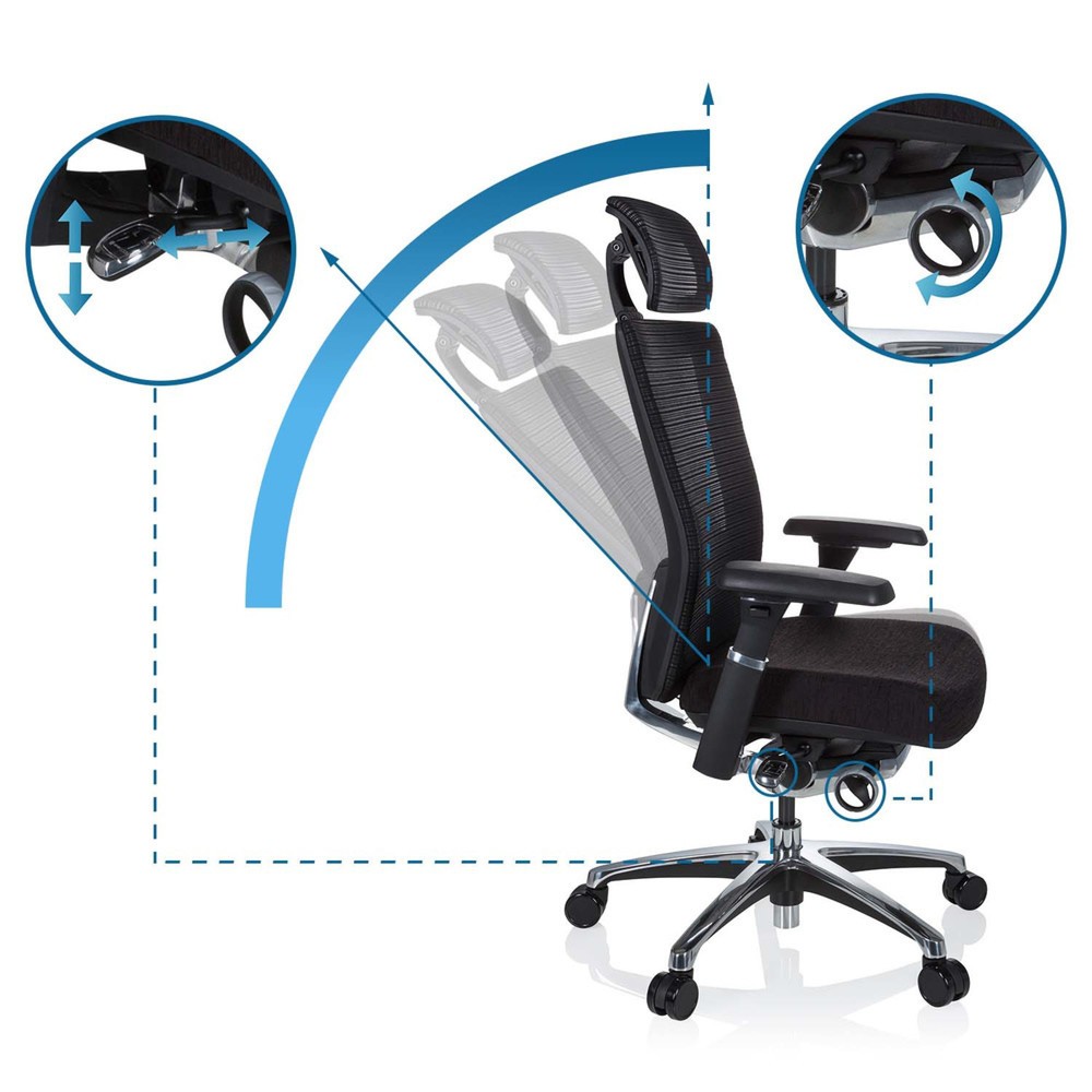 Produktabbildung Nr. 10: Siège de bureau hjh OFFICE NOVA PRO I ALU tissu/maille, noir