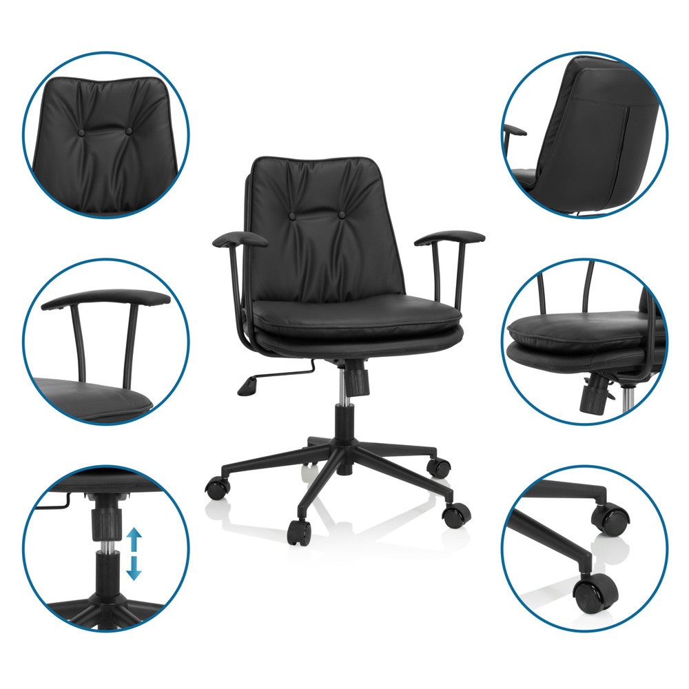 Produktabbildung Nr. 3: Chaise de bureau / chaise pivotante hjh OFFICE SMALLO similicuir, noir