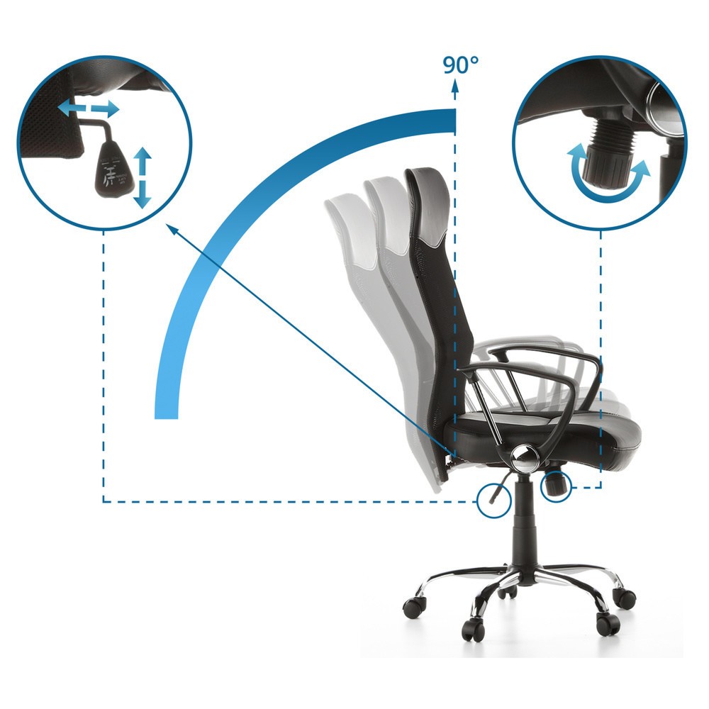 N° de l'image du produit 2 : Chaise de bureau / fauteuil de direction hjh OFFICE STRYKA maille / similicuir, noir