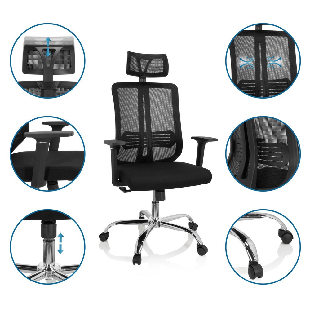 Produktabbildung Nr. 3: Chaise de bureau / chaise pivotante hjh OFFICE ZH 200 maille, noir