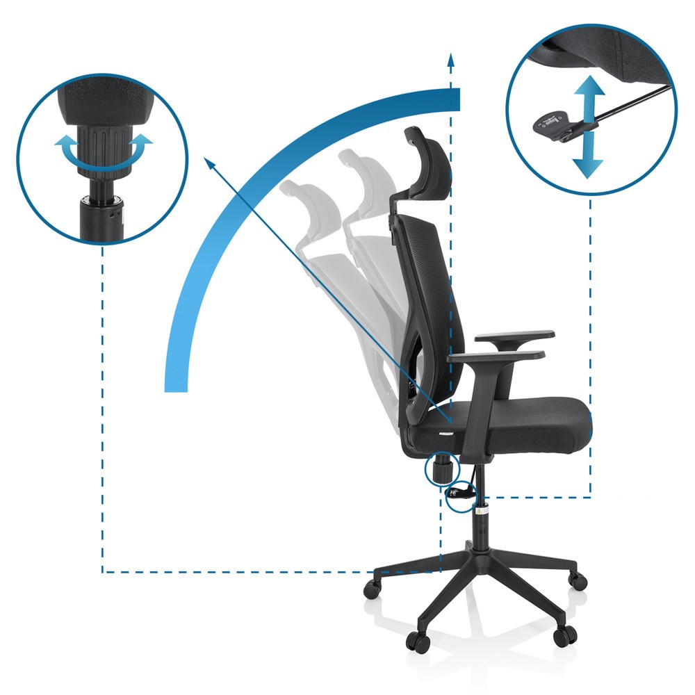 Produktabbildung Nr. 10: Siège de bureau / siège pivotant hjh OFFICE BRETON B tissu/maille, noir