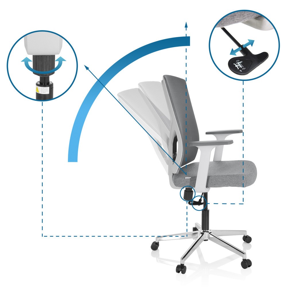 Produktabbildung Nr. 10: Siège de bureau / siège pivotant hjh OFFICE BRETON BASE W tissu/maille, gris