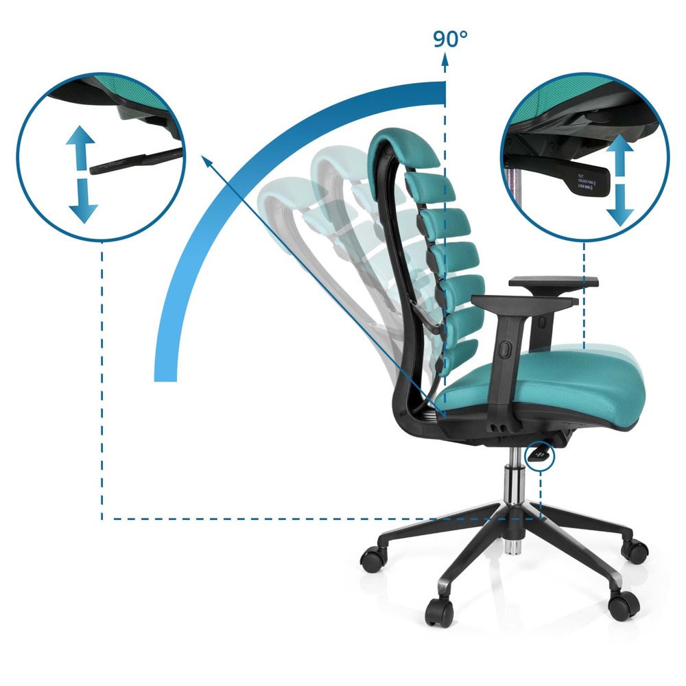 Produktabbildung Nr. 10: Siège de bureau / siège pivotant hjh OFFICE ERGO LINE II tissu, turquoise