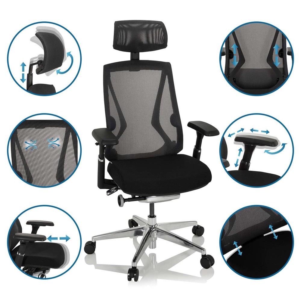 Produktabbildung Nr. 10: Siège de bureau / siège pivotant hjh OFFICE INSPERO tissu/maille, noir