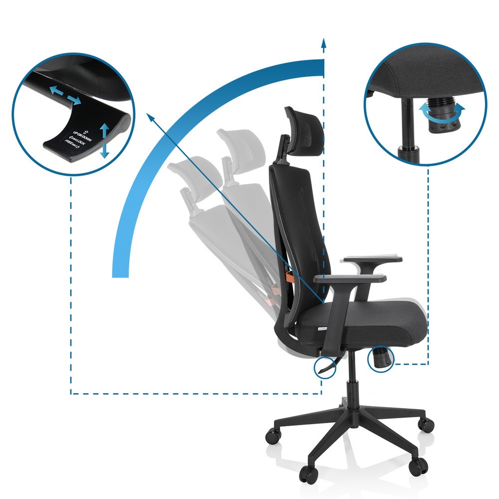 Produktabbildung Nr. 10: Siège de bureau / siège pivotant hjh OFFICE KODIAK tissu/maille, noir