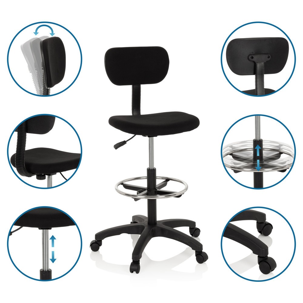 Produktabbildung Nr. 2: Siège de travail / tabouret de travail hjh OFFICE TOP WORK 05 tissu, noir