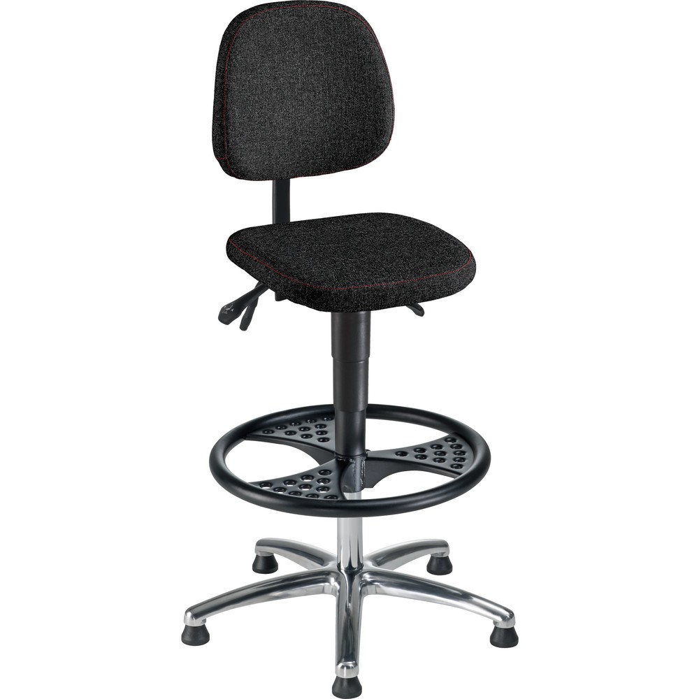 Illustration du produit: Siège de travail pivotant High-Level II, hauteur d'assise 615 à 885 mm, base acier chromé, patins, anneau repose-pieds