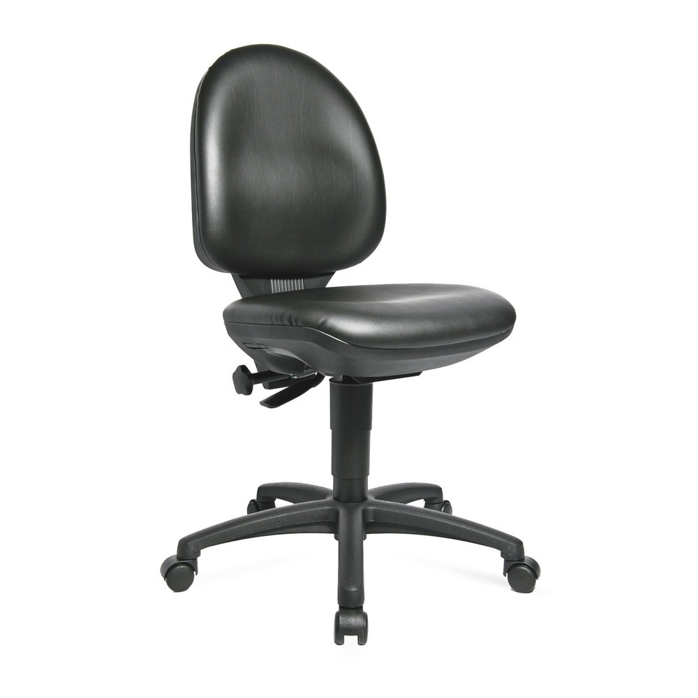 Illustration du produit: Chaise de travail pivotante Topstar® Tec 50, simili cuir, hauteur d'assise 420-550 mm, roulettes, noir