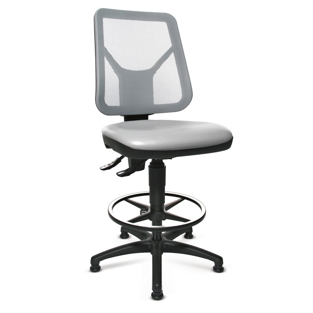 Produktabbildung Nr. 1: Chaise de travail pivotante Topstar® Tec 80 PK, hauteur d'assise 590-840 mm, dossier en mesh, patins, anneau repose-pieds, noir