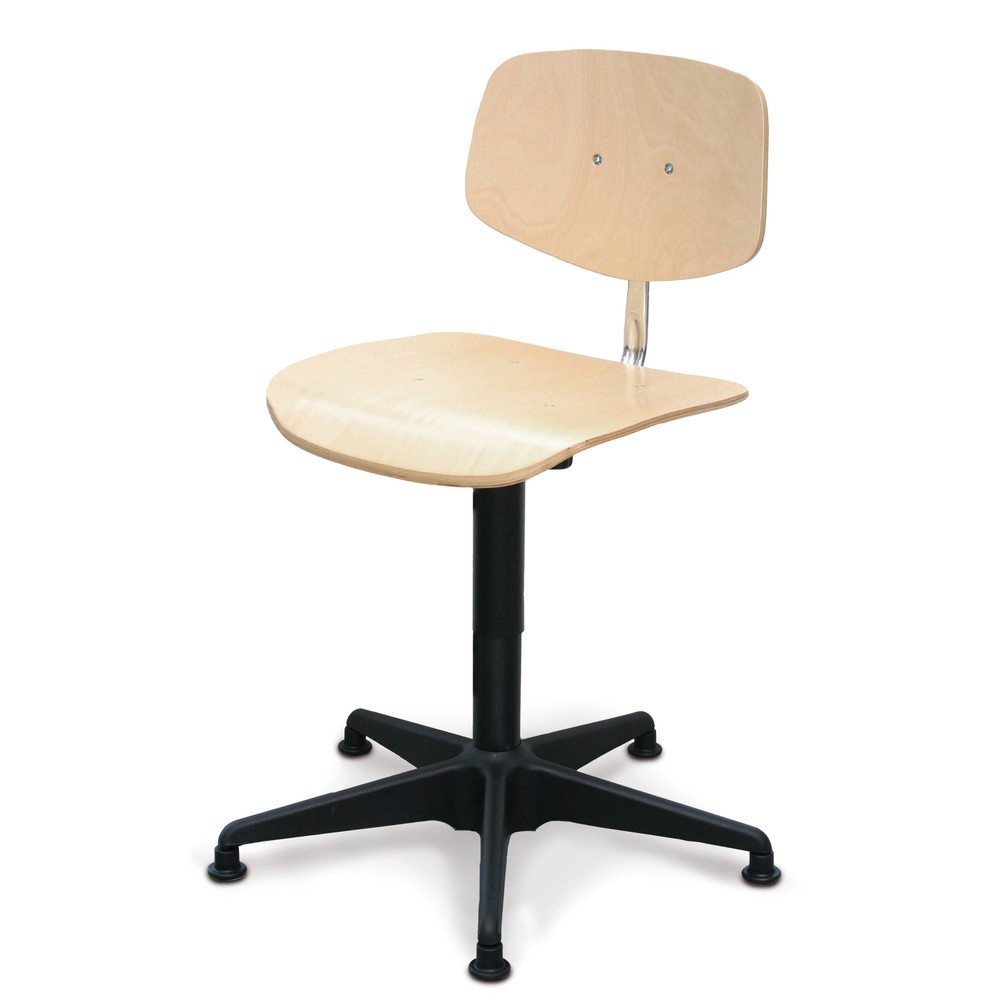 Illustration du produit: Siège de travail pivotant Uno Hêtre, hauteur d'assise 430 à 560 mm, base en plastique, patins